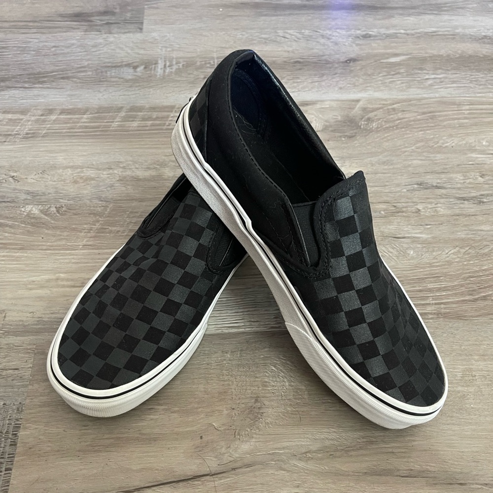 Vans Black Checkered Slip On Shoes